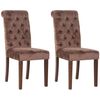 Clp Set De 2 Sillas De Comedor Lisburn En Tela O Terciopelo Marrón 63x45x98 Cm