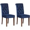 Clp Set De 2 Sillas De Comedor Lisburn En Tela O Terciopelo Azul 63x45x98 Cm