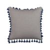 Conjunto De 2 Cojines De Lino Gris Azul 45 X 45 Cm Borlas Cremallera Carpinus - Gris