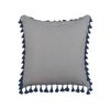 Conjunto De 2 Cojines De Lino Gris Azul 45 X 45 Cm Borlas Cremallera Carpinus - Gris