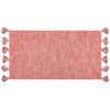 Alfombra De Algodón Rojo Blanco 80 X 150 Cm Tejido Grueso Dormitorio Nigde - Rojo