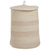 Cesta De Algodón Beige Claro Rosa 52 Cm Patrón A Rayas Tapa Accesorio Silopi - Beige