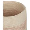 Cesta De Algodón Beige Claro Rosa 52 Cm Patrón A Rayas Tapa Accesorio Silopi - Beige