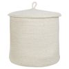 Conjunto De 2 Cestas De Algodón Blanco Crema 32 Cm A Rayas Tapa Accesorio Silopi - Blanco