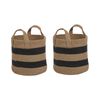 Conjunto De 2 Cestas De Yute Beige Negro 30 Cm Patrón A Rayas Trenzado Gerede - Beige