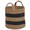 Conjunto De 2 Cestas De Yute Beige Negro 30 Cm Patrón A Rayas Trenzado Gerede - Beige