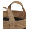 Conjunto De 2 Cestas De Yute Beige Negro 30 Cm Patrón A Rayas Trenzado Gerede - Beige