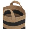 Conjunto De 2 Cestas De Yute Beige Negro 30 Cm Patrón A Rayas Trenzado Gerede - Beige