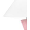 Lámpara De Mesa De Cerámica Lino Rosa Blanco 40 Cm Base Pantalla Tela Ferry - Blanco