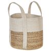 Cesta De Algodón Yute Natural Beige Blanco 30 Cm Trenzado Almacenaje Sonipat - Natural