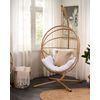 Silla Colgante Con Soporte De Ratán Beige Blanco Ovalada Estructura Metal Acri - Beige