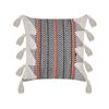 Cojín De Algodón Gris Negro Blanco Naranja 45 X 45 Cm Borlas Bouvardia - Gris