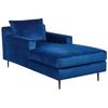 Chaise Longue De Terciopelo Azul Marino Negro Respaldo Reposabrazos Cojín Gueret - Azul