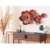 Decoración De Pared De Metal Rojo Dorado 88 X 45 Cm Geométrico Floral Scandium - Rojo