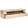 Mueble Tv Madera Clara Beige 160 X 40 Cm Mdf 3 Cajones Orificio Cables Antonio - Madera Clara