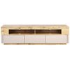 Mueble Tv Madera Clara Beige 160 X 40 Cm Mdf 3 Cajones Orificio Cables Antonio - Madera Clara