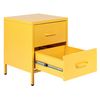 Mesa De Noche De Metal Amarillo 43 X 40 Cm 2 Cajones Almacenaje Dormitorio Malavi - Amarillo