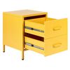 Mesa De Noche De Metal Amarillo 43 X 40 Cm 2 Cajones Almacenaje Dormitorio Malavi - Amarillo