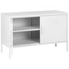 Cómoda De Metal Blanco 100 X 40 Cm 2 Puertas Estantes Protectores Patas Uria - Blanco