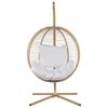 Silla Colgante Con Soporte Beige Blanco Metal Cojín Sala De Estar Exterior Arco - Beige