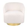 Sillón Blanco Crema Dorado Bouclé Base Giratoria Glamour Sala De Estar Lavik - Blanco