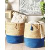 Conjunto De 2 Cestas De Yute Beige Azul Marino 50 Cm Natural Ropa Boho Gajar - Beige