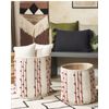 Conjunto De 2 Cestas De Algodón Beige Rojo Almacenaje Ropa Accesorio Boho Khel - Beige