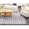 Alfombra Gris Claro Blanco 160 X 230 Cm Plástico Reciclado Patrón A Rayas Bademli - Gris