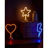 Conjunto De 3 Letreros Led De Neón Amarillo Rojo Azul Luces Pvc Pilas Floretta - Multicolor