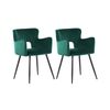 Conjunto De 2 Sillas De Comedor De Terciopelo Verde Esmeralda Negro Sanilac - Verde