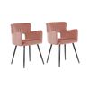 Conjunto De 2 Sillas De Comedor De Terciopelo Rosa Pastel Negro Respaldo Sanilac - Rosa