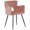 Conjunto De 2 Sillas De Comedor De Terciopelo Rosa Pastel Negro Respaldo Sanilac - Rosa