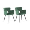 Conjunto De 2 Sillas De Comedor De Terciopelo Verde Oscuro Negro Respaldo Sanilac - Verde