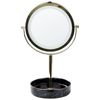 Espejo De Maquillaje Led De Metal Vidrio Dorado Negro 26 Cm Doble Cara Savoie - Dorado