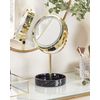 Espejo De Maquillaje Led De Metal Vidrio Dorado Negro 26 Cm Doble Cara Savoie - Dorado