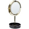 Espejo De Maquillaje Led De Metal Vidrio Dorado Negro 26 Cm Doble Cara Savoie - Dorado