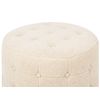 Puf Beige 55 X 30 Cm Bouclé Otomana Reposapiés Mullido Botón Sala De Estar Tampa - Beige