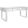 Mesa De Centro De Vidrio Plateado 110 X 47 Cm Cajón Espejado Pomo Glamour Nesle - Plateado