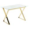 Mesa De Comedor De Vidrio Templado Blanco Dorado 120 X 70 Cm Patas Metal Attica - Blanco