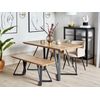 Conjunto De Comedor 2 Plazas Madera Clara Negro Patas Metal Mesa Banco Upton - Madera Clara