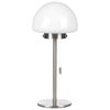 Lámpara De Mesa De Vidrio Plateado Blanco 39 Cm Base Metal Pantalla Interruptor Moruga - Plateado