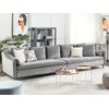 Sofá 4 Plazas De Terciopelo Gris Claro Cojines Glamour Moderno Sala De Estar Aure - Gris