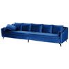 Sofá 4 Plazas De Terciopelo Azul Marino Cojines Glamour Moderno Sala De Estar Aure - Azul