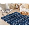 Alfombra Azul Blanco 160 X 230 Cm Polipropileno Pelo Largo A Rayas Tashir - Azul