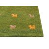 Alfombra Gabbeh De Lana Verde Amarillo Beige 80 X 150 Cm A Mano Patrón Viejo Oeste Yulafi - Verde