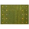 Alfombra Gabbeh De Lana Verde Amarillo Beige 160 X 230 Cm A Mano Patrón Viejo Oeste Yulafi - Verde