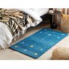 Alfombra Gabbeh De Lana Azul Oscuro Amarillo Gris 80 X 150 Cm A Mano Viejo Oeste Calti - Azul