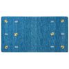 Alfombra Gabbeh De Lana Azul Oscuro Amarillo Gris 80 X 150 Cm A Mano Viejo Oeste Calti - Azul