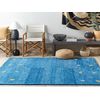 Alfombra Gabbeh De Lana Azul Oscuro Amarillo Gris 160 X 230 Cm A Mano Viejo Oeste Calti - Azul