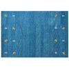 Alfombra Gabbeh De Lana Azul Oscuro Amarillo Gris 160 X 230 Cm A Mano Viejo Oeste Calti - Azul